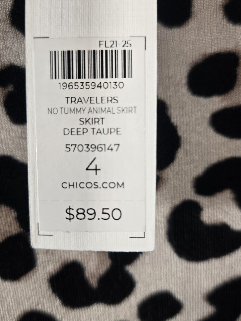 Chico's Women's Travelers Midi Skirt Size 4 XXL Animal Print Stretch Pull On NWT - Picture 4 of 5